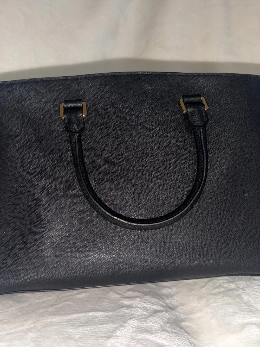 Michael Kors Black Saffiano Leather Satchel with Gold Hardware